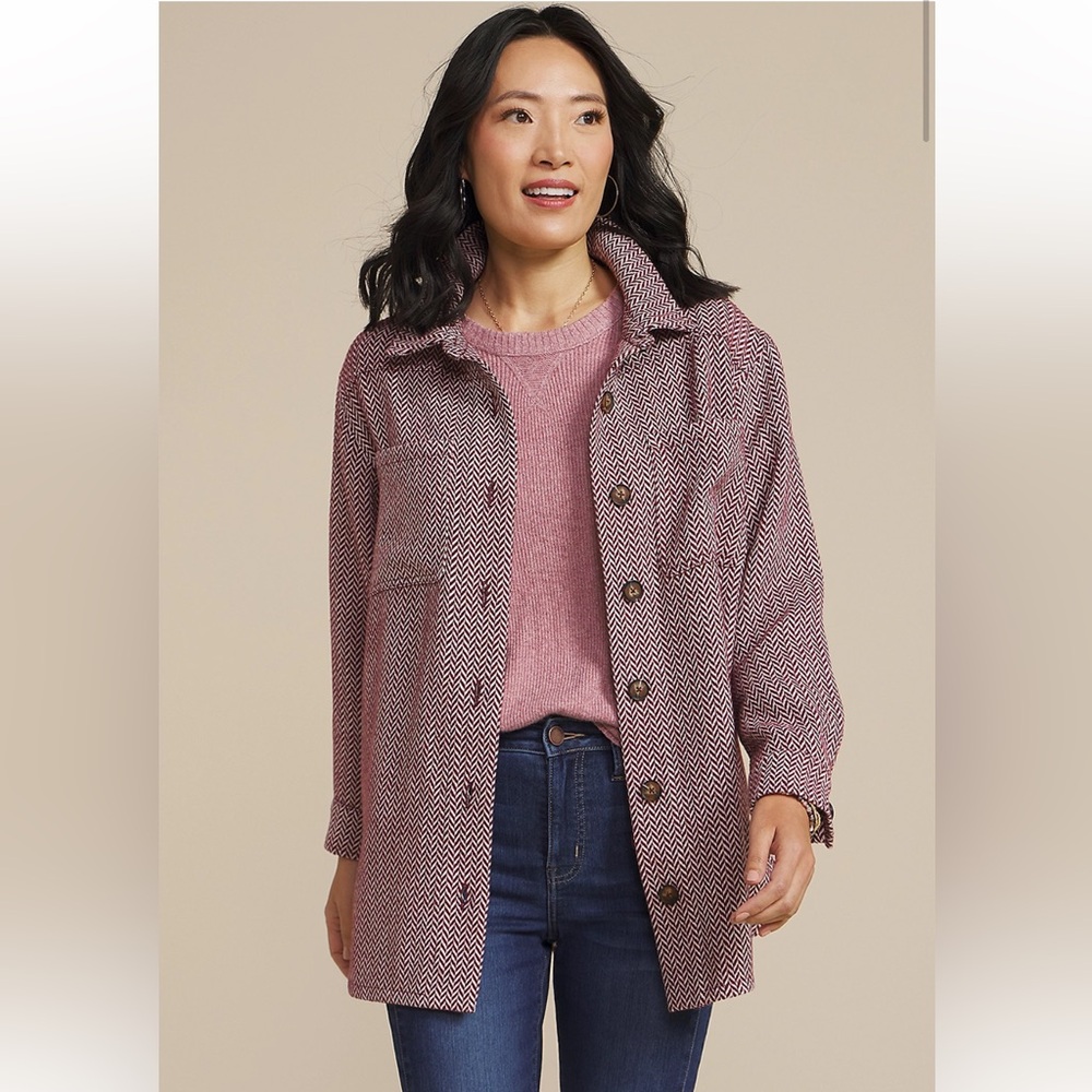🆕 NWT Maurices Herringbone Chevron Shacket